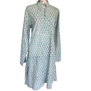 Anokhi Size S Light Blue 100% Cotton Button Shift Dress India